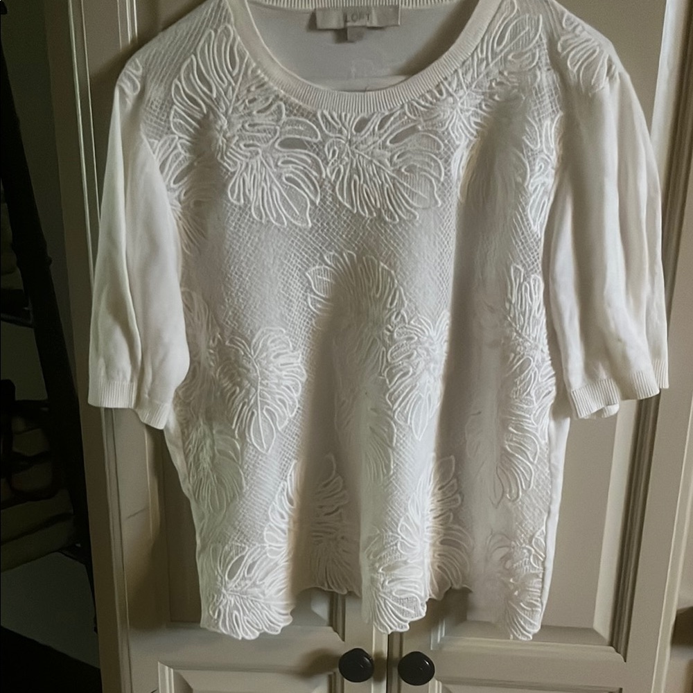 Loft sheer embroidered Women's Top